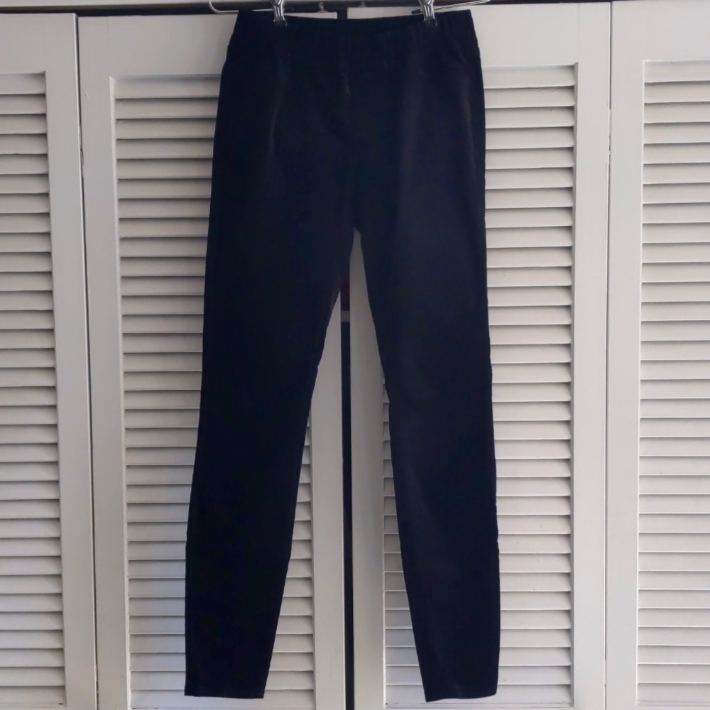 Eileen Fisher jet black skinny corduroy cords pull on pants leggings xxs